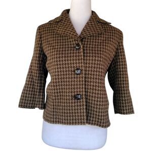 Lauren Ralph Lauren Brown Houndstooth Cropped Jacket